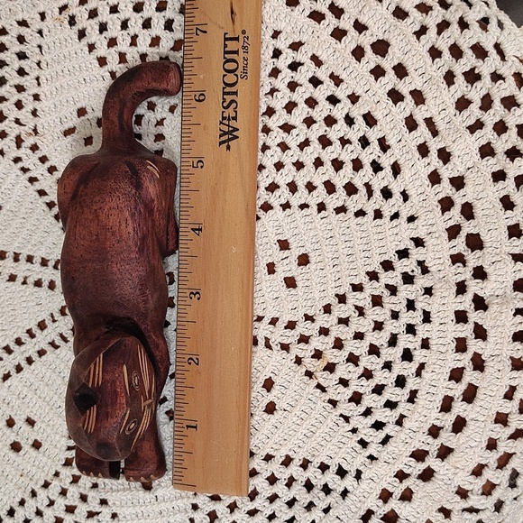 Hand Carved Cat Wooden Laying Down Figurine 6.5" - Picture 2 of 6